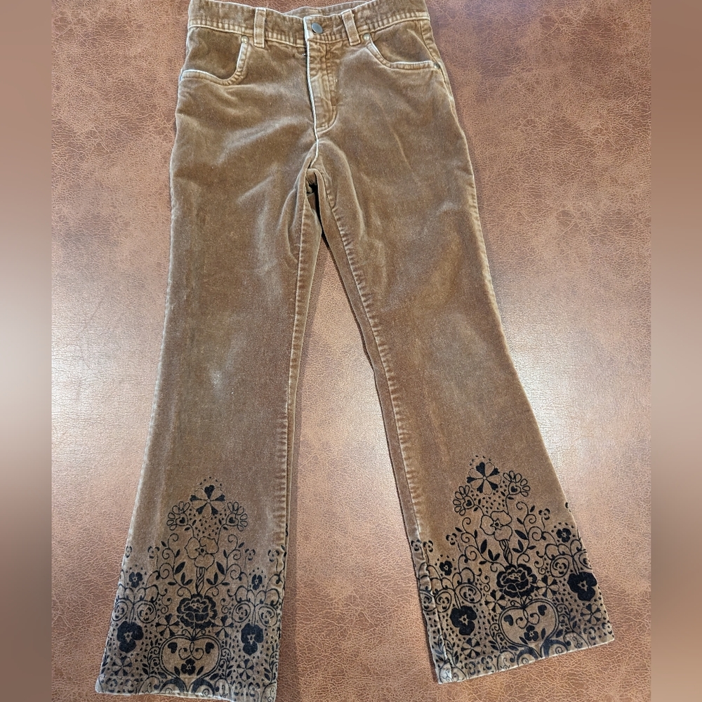VintageThe Childrens Place flare brown suede pants, size 8.